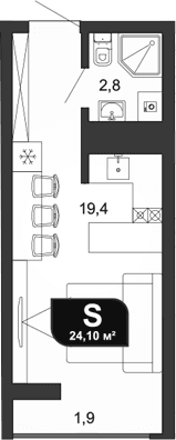 Продается 1-комн. квартира, 22.2 м²