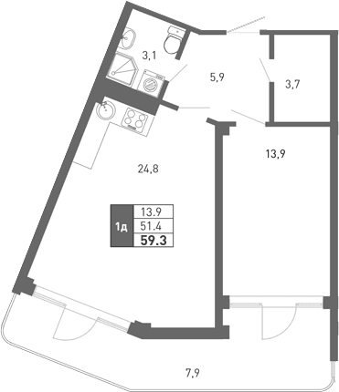 Продается 2-комн. квартира, 49.05 м²