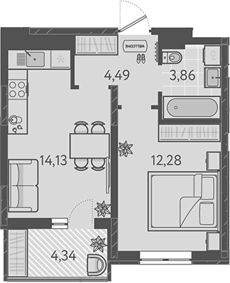 Продается 1-комн. квартира, 34.76 м²