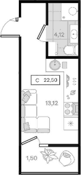 Продается 1-комн. квартира, 21 м²