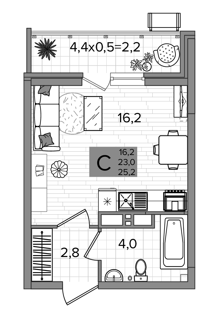 Продается 1-комн. квартира, 22.4 м²