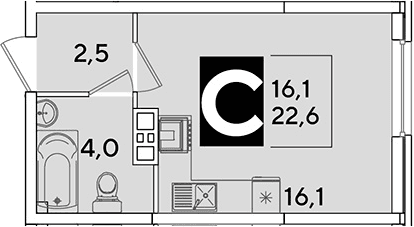Продается 1-комн. квартира, 22.6 м²