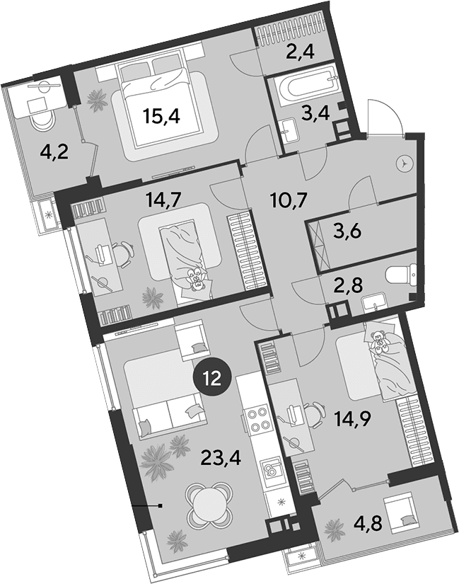 Продается 4-комн. квартира, 91.3 м²