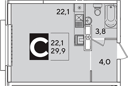 Продается 1-комн. квартира, 29.9 м²