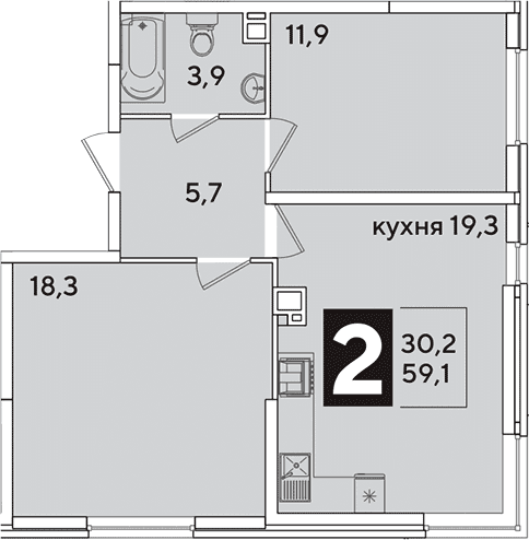 Продается 3-комн. квартира, 59.1 м²