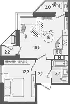 Продается 2-комн. квартира, 37.7 м²
