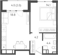 Продается 2-комн. квартира, 41.5 м²