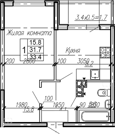 Продается 1-комн. квартира, 31.7 м²