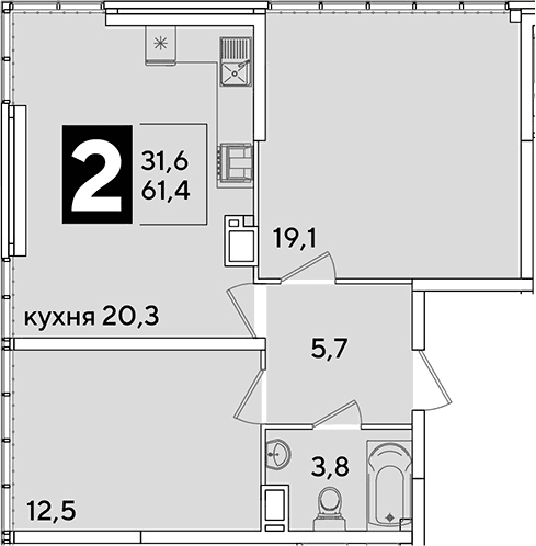 Продается 3-комн. квартира, 61.4 м²