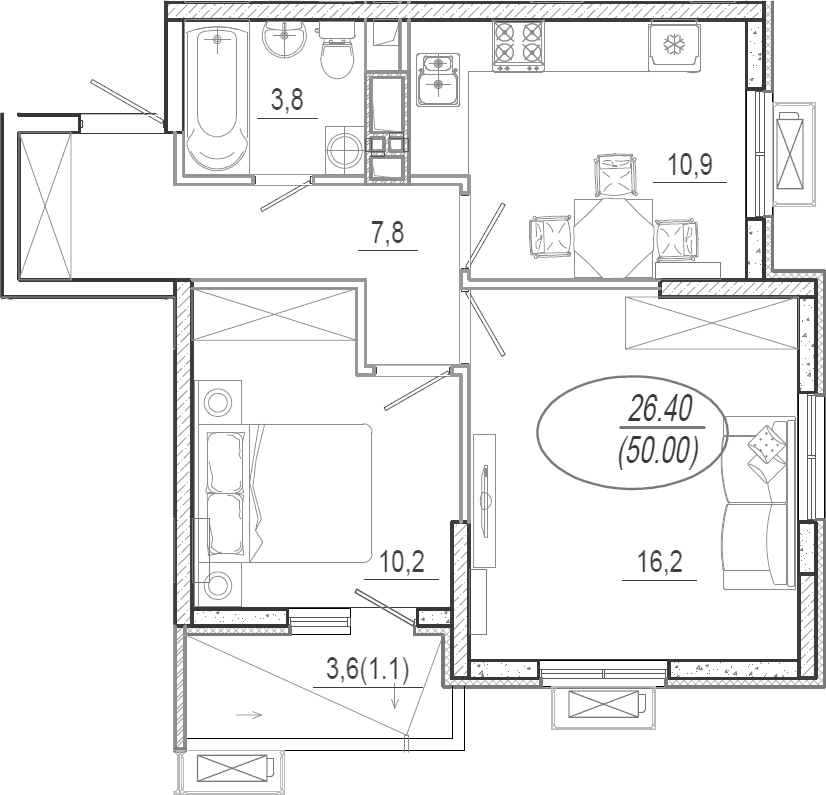 Продается 2-комн. квартира, 48.9 м²