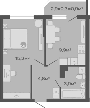 Продается 1-комн. квартира, 33.8 м²