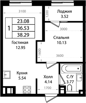 Продается 2-комн. квартира, 36.28 м²