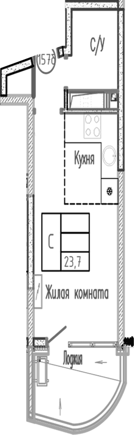 Продается 1-комн. квартира, 21.3 м²