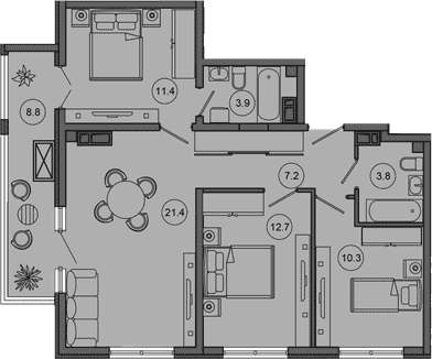 Продается 4-комн. квартира, 70.7 м²