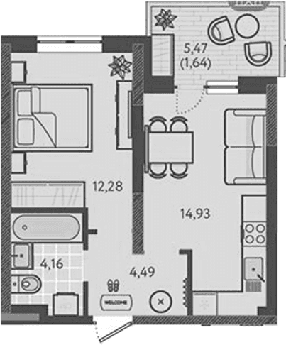 Продается 1-комн. квартира, 35.25 м²
