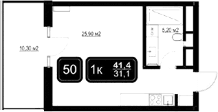 Продается 1-комн. квартира, 31.1 м²