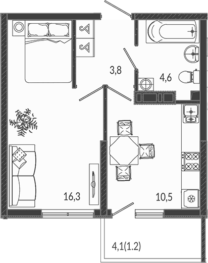 Продается 1-комн. квартира, 35.2 м²