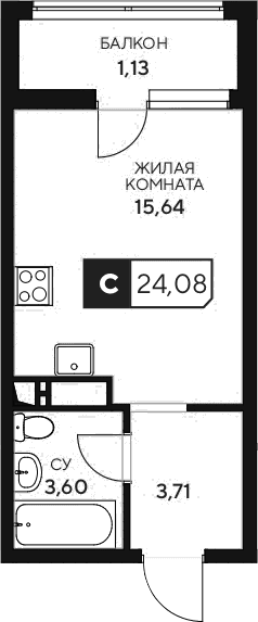 Продается 1-комн. квартира, 22.95 м²
