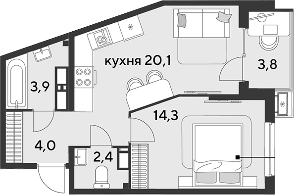 Продается 2-комн. квартира, 44.7 м²