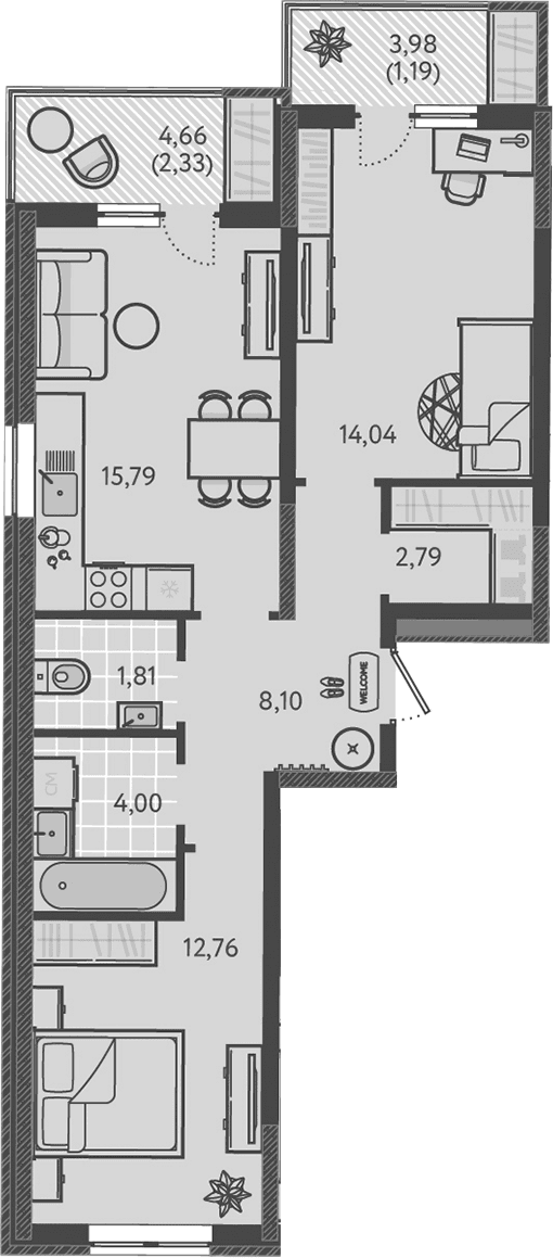 Продается 3-комн. квартира, 59.29 м²