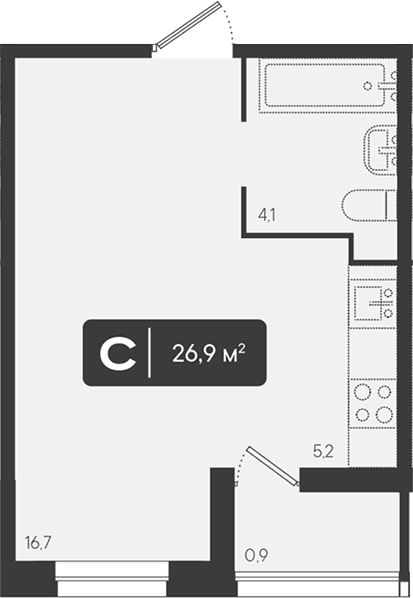 Продается 1-комн. квартира, 26 м²