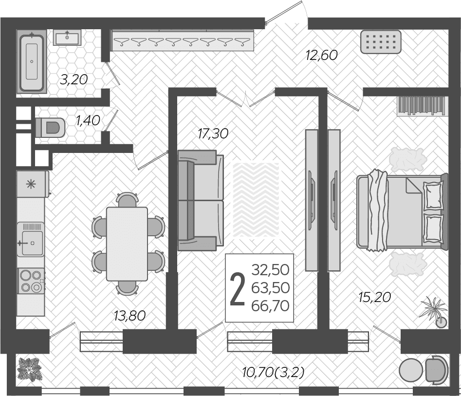 Продается 2-комн. квартира, 63.5 м²