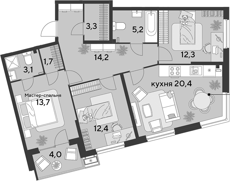 Продается 4-комн. квартира, 86.3 м²