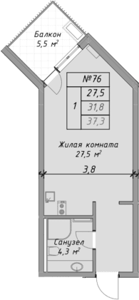 Продается 1-комн. квартира, 31.8 м²