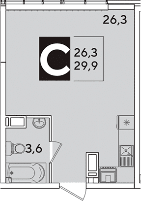 Продается 1-комн. квартира, 29.9 м²