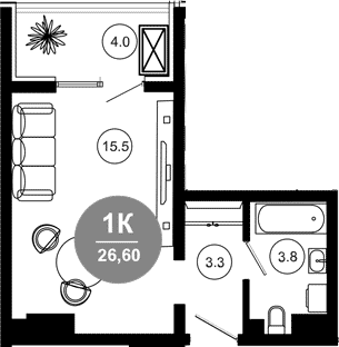 Продается 1-комн. квартира, 22.6 м²