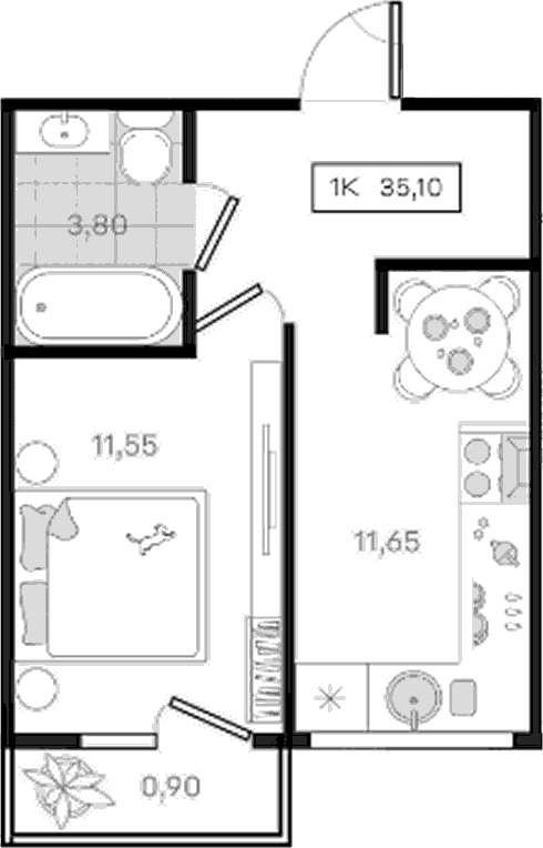 Продается 1-комн. квартира, 34.2 м²