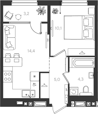 Продается 1-комн. квартира, 33.8 м²