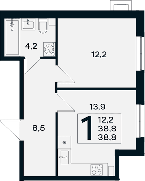 Продается 1-комн. квартира, 38.8 м²