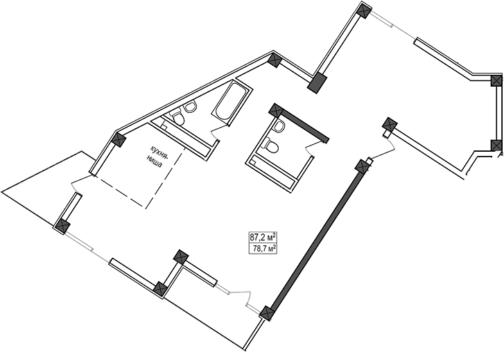 Продается 1-комн. квартира, 78.7 м²