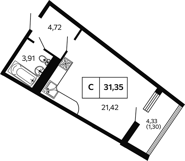 Продается 1-комн. квартира, 30.05 м²