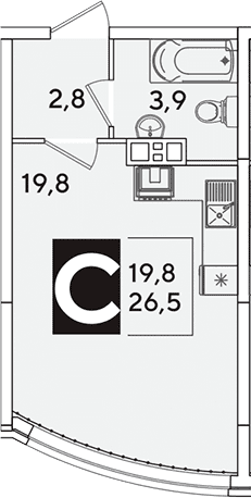 Продается 1-комн. квартира, 26.5 м²