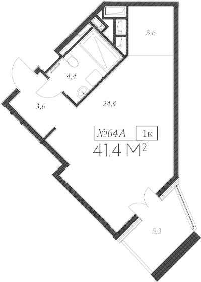 Продается 1-комн. квартира, 36.1 м²