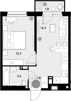 Продается 1-комн. квартира, 34 м²