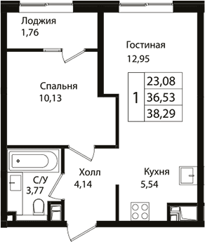 Продается 2-комн. квартира, 36.3 м²