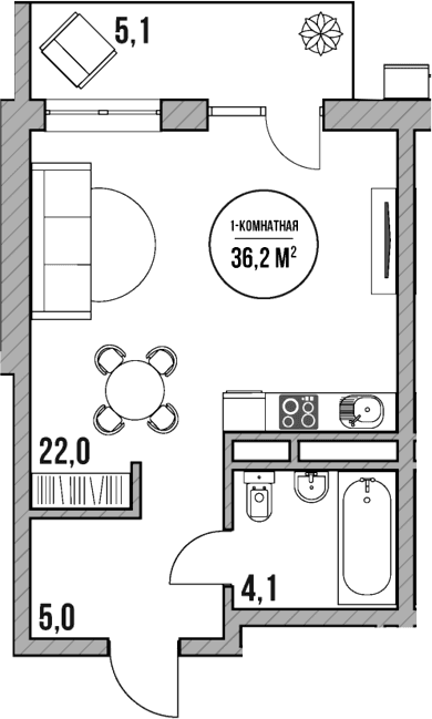 Продается 1-комн. квартира, 31.1 м²