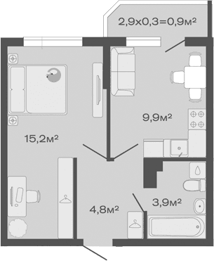 Продается 1-комн. квартира, 33.8 м²