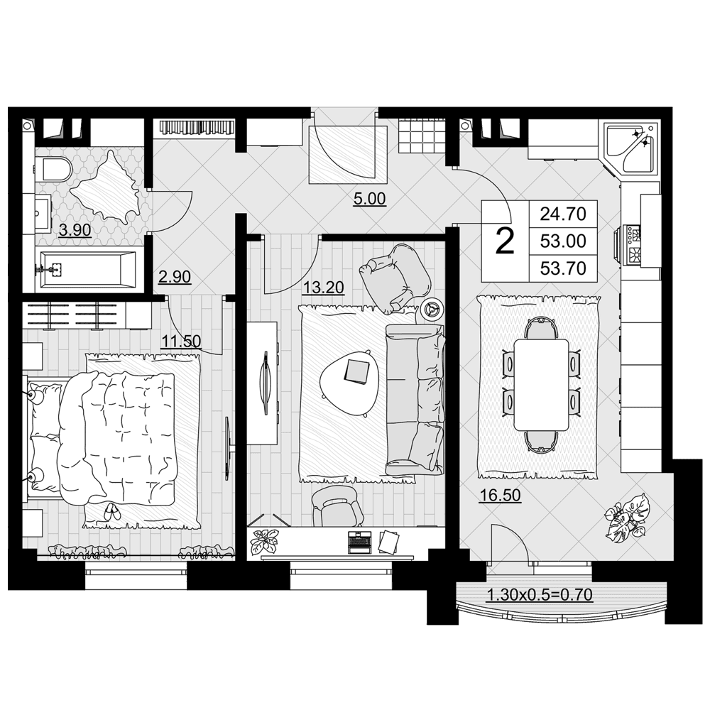 Продается 2-комн. квартира, 53 м²