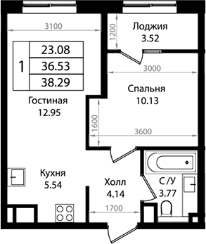 Продается 2-комн. квартира, 37.08 м²