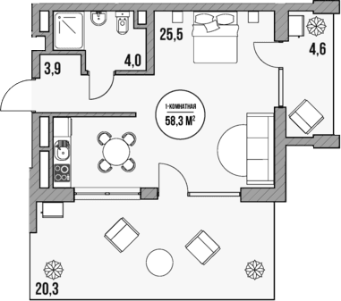 Продается 1-комн. квартира, 33.4 м²