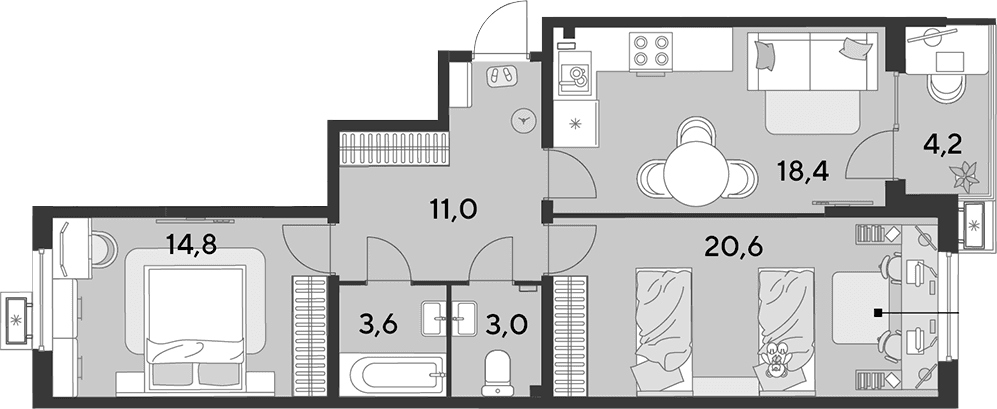 Продается 3-комн. квартира, 71.4 м²