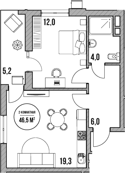 Продается 2-комн. квартира, 41.3 м²
