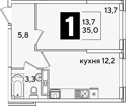 Продается 1-комн. квартира, 35 м²