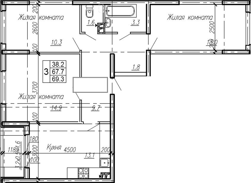 Продается 3-комн. квартира, 67.7 м²