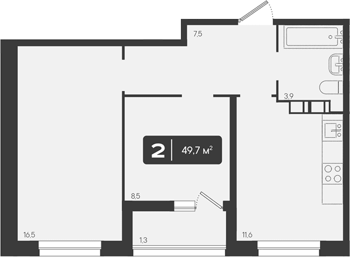 Продается 2-комн. квартира, 48.4 м²