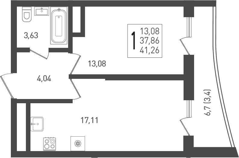 Продается 2-комн. квартира, 39.2 м²
